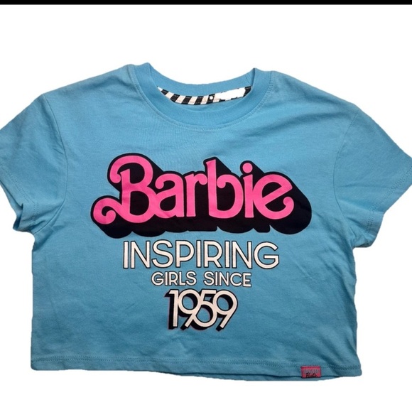 Barbie Inspiring Girls Since 1959 Girls XL- Cropped Too Tee Turquoise - Picture 1 of 8